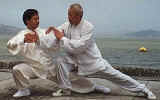 picture of Master Wong Wai Yi & Grandmaster Chen Qingzhou performing push hands